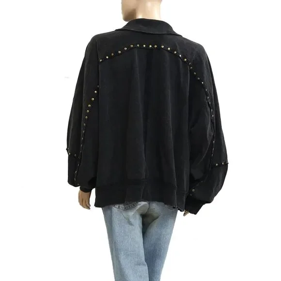 Free People We The Free Studded Pullover Sweatshirt Top Oversized XL New 283722 - Picture 3 of 5